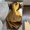 Vestido de Linho Estiloso Novo 2026, Redutor de Idade, Caimento Solto, Emagrecedor, Vestido Longo Atacado H21Eq7121