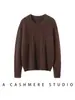 Nuevo Tejido de Punto de Seda y Cachemira con Cuello Redondo de Manga Larga para Mujer, Trenzado Hueco de Color Liso, Prenda Base Otoño/Invierno 2026