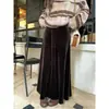 Vestido largo de terciopelo de alta gama y deslumbrante de Chen Dayu para mujer, con cintura alta, efecto adelgazante y una silueta de línea A fluida, perfecto para otoño e invierno.