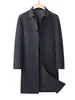 Nueva Chaqueta Larga para Hombre de Gran Tamaño 2026 con Cuello de Solapa, de un Solo Botón, Forro Extraíble, Abrigo hasta la Rodilla para Ejecutivo de Negocios