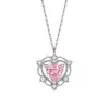 Collar Clavícula Clásico Más Vendido con Forma de Corazón de Diamante Rosa en Plata S925, Accesorio de Corazón Marino de Nicho de Lujo Ligero, Collar de Gama Alta