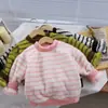Moletom de Pelúcia Infantil Meninos e Meninas Outono e Inverno Top de Veludo Gola Redonda Quente Estilo Coreano Casual Neutro Suéter de Lã