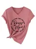 Mamá de Niño Críalos Amazon Ebay Sitio Independiente Camiseta Casual Versátil de Manga Corta con Cuello en V para Mujer Comercio Exterior