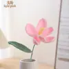Flor de tulipa tejida a mano con hilo, flor artificial tejida, adorno decorativo para escritorio del hogar, flor tejida creativa, regalo