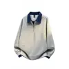Conjunto casual de dos piezas estilo coreano para hombre, sudadera con media cremallera para primavera y otoño, con un diseño sofisticado, mangas largas y cuello tipo polo, adecuado para otoño e invierno