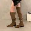 Botas altas de estilo vaquero occidental con tacón grueso, zapatos de mujer, nueva colección otoño/invierno 2024, botines, botas altas de montar