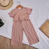 Pantalones de Seda Helada Transpirables para Niñas, Nuevos de Verano, Primavera y Otoño, Color Sólido, Simples, hasta el Tobillo, Pijama, Ropa para el Hogar, Ropa Exterior, Conjunto de Moda