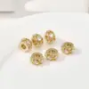 Contas para Acessórios DIY Feitos à Mão com Roda da Fortuna em Forma de Losango, Furo Grande, Zircônia Colorida Conservável, Banhado a Ouro 18K