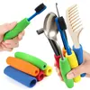 Cabo de pegador para louças, cabo de utensílio doméstico, pente espessado antiderrapante, pincel, ferramenta antivibração para idosos