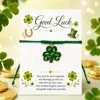 Calle. Pulsera de la Suerte para el Día de San Patricio Trébol de Cuatro Hojas Colgante de Aleación de Buena Suerte Pulsera Ajustable