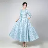 Vestido de Noche Transfronterizo Europeo y Americano con Estampado Floral y Dobladillo Amplio, Ropa de Alta Gama para Madres, Vestido para Banquetes de Boda, Adecuado para el Uso Diario y Fiestas