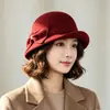Nuevo sombrero de lana retro de tweed estilo francés para mujer, moderno sombrero de pescador de lana para otoño e invierno, sombrero tipo cubo elegante y que adelgaza el rostro