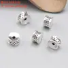 Plata de ley S925 pequeño colgante de flor cacahuete accesorios vintage desgastado cuentas brillantes accesorios material para manualidades hecho a mano joyería