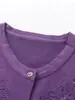 Nueva Ropa para Mujer de Mediana Edad y Mayores Cárdigan Tejido Estilo Mamá Otoño Invierno Flores Bordadas Suéter Cuello Redondo Chaqueta Top Elegante