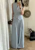 Las tallas se han actualizado. El Elegante Conjunto de Color Sólido Es Muy Recomendado: Conjunto de Dos Piezas: Top sin Mangas + Pantalones Casuales. El conjunto no incluye accesorios