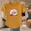 Camiseta de algodón de imitación con hombros normales para mujer, verano 2024, corte ajustado, versátil, elegante top de manga corta