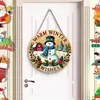 Decoraciones de rodajas de madera para Navidad transfronterizas con graffiti, adornos colgantes de pared y puerta para el hogar en Navidad, decoraciones de árbol de Navidad de madera