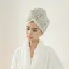 2023 Novo Touca para Secar Cabelo Grade Nuvem Veludo Coral Toalha de Cabelo Adulto Turbante Espessado Absorvente de Água e Secagem Rápida