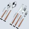 Conjunto de talheres de aço inoxidável estilo coreano cabo imitação mármore faca, garfo e colher faca de bife ocidental colher de sobremesa de frutas