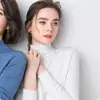 Camisa de Gola Alta Meia-Calça para Mulheres, Top de Malha Interno de Manga Longa, Casaco Fino de Gola Média Solto Estilo Coreano para Primavera, Outono e Inverno