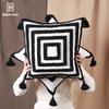Funda de Almohada con Borlas Exclusiva Transfronteriza Moderna Simple Geométrica Rayada para Sala de Estar Sofá Cojín Cuadrado Bordado Negro con Borlas
