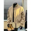 Chamarra tipo bomber de estilo americano para hombre, silueta moderna de verano 2026, ropa de trabajo, cuello de béisbol, chaqueta corta de piel sintética