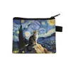 Nuevo Monedero de Gato Van Gogh Mini Bolsa de Almacenamiento Infantil Cartera Pequeña Cuadrada Bolsa Pequeña Linda para Niños