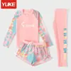 Maiô Infantil Meninas Novo Estilo Dividido Manga Longa Calça Longa Confortável Respirável Secagem Rápida Estudante Roupa de Banho para Piscina e Fonte Termal