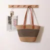 Bolsa de Tecido de Grande Capacidade Feminina Nova Listrada Estilo Moderno Bolsa de Ombro de Palha de Alta Qualidade para Mulheres Bolsa Tote