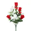 Buquê de Rosas Artificiais Decoração de Mesa Buquê Decorativo de Rosa de Veludo Flores Artificiais Fábrica Atacado Rosas em Estoque