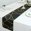 Ds Runner de Mesa Redondo Personalizado para Amazon Decoración de Boda de Hotel Tela Oxford Rayada Irregular Runner de Mesa Estampado en Dorado