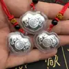 Estilo Nacional Fecho Prata Pingente Cordão Vermelho Estilo Étnico Folha de Prata Fecho Bebê Colar Vendas e Tráfego Shopping Infantil Presentes