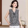 Camisa Floral Elegante de Manga Corta que Cubre el Vientre para Mujer, Verano, Seda de Hielo, Delgada, Holgada, Elástica, Talla Grande, Chaleco para Madres
