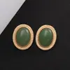 Design Original Europeu e Americano Joias Oval Moda Textura de Pedra Natural Luxo Leve Versátil Temperamento Brincos para Mulheres
