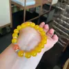 Pulsera de Ágata Amarilla Estilo Étnico para Mujer DIY Ágata Fuente de Sal Nueva Pulsera Chinoiserie Amarillo Aceite de Pollo Joyería de Mano al por Mayor
