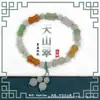 Pulsera de Jade Dorado de Xinjiang al por Mayor Accesorios de Cuentas Redondas de Jade del Gobi Pulsera Unisex de Jade Verde de Tianshan Fuente de Suministro para Transmisiones en Vivo