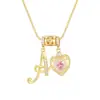 Collar de Cadena de Clavícula de Moda Versátil con Colgante de Zirconia, Letras del Alfabeto de Corazón, Cadena de Cobre Chapado, Colgante, Venta Caliente Cruzada