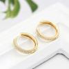 Pendientes de clip para oreja de oro real de 14k chapados en cobre puro de estilo coreano con personalidad, pendientes de circonita con micro incrustaciones, pendientes geométricos simples para mujer.