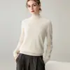 Suéter de Cachemira para Mujer Sin Costuras Cuello Medio Alto Jersey de Punto Capa Base Cálido Suave Manga Larga Casual Cómodo Suéter