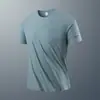 2026 Nova Moda de Verão Masculina Manga Curta Gola Redonda Camiseta de Seda Gelada Masculina Esportiva Casual Top para Corrida