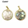 WT-JP351 moda natural cuadrado dos caras reflectante concha forma de piña colgante diy joyería pequeña linda