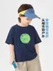 Camiseta de Manga Curta de Algodão Puro para Meninos Europeus Verão 2026 Nova Roupa Infantil Top de Verão para Crianças Pequenas