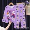 Pijama Infantil Capivara para Meninos, Crianças Médias e Grandes, Calças de Manga Comprida para Meninas, Conjunto de Roupa de Casa de Desenho Animado do Sudeste Asiático