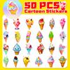 50 Pegatinas de Cono Coloridas, Estilo Ins Verano Cono Chocolate Helado Lindas Pegatinas de Graffiti