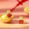 Colar Original Qianjia S999 Prata Pura Saco da Sorte Pônei Ano do Zodíaco Pulseira de Temperamento Brincos de Ágata Vermelha Hong Jewelry