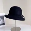 Sombrero de cubo de lana estilo Hepburn con lazo y ala hacia arriba para mujer, Elegante sombrero de invierno estilo Chanel, Fedora de moda tendencia para socialités