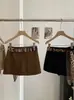 KEKEZOON Falda Bodycon Vintage de Gamuza para Mujer con Bufanda de Seda, Falda Corta de Corte A, Anti-exposición 8635