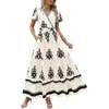 Vestido Midi Estampado Flare com Decote V Novo 2026 Amazon AliExpress