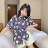 [Estilo Caliente Transfronterizo] Camisa Retro para Mujer Nuevo Verano Diseño Estilo Hong Kong Estilo Lazy Look Adelgazante Holgado Top