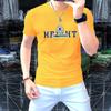 Nueva camiseta de manga corta de moda europea para hombre, verano, textura de seda, alta gama, con pedrería en relieve, camiseta casual de media manga
